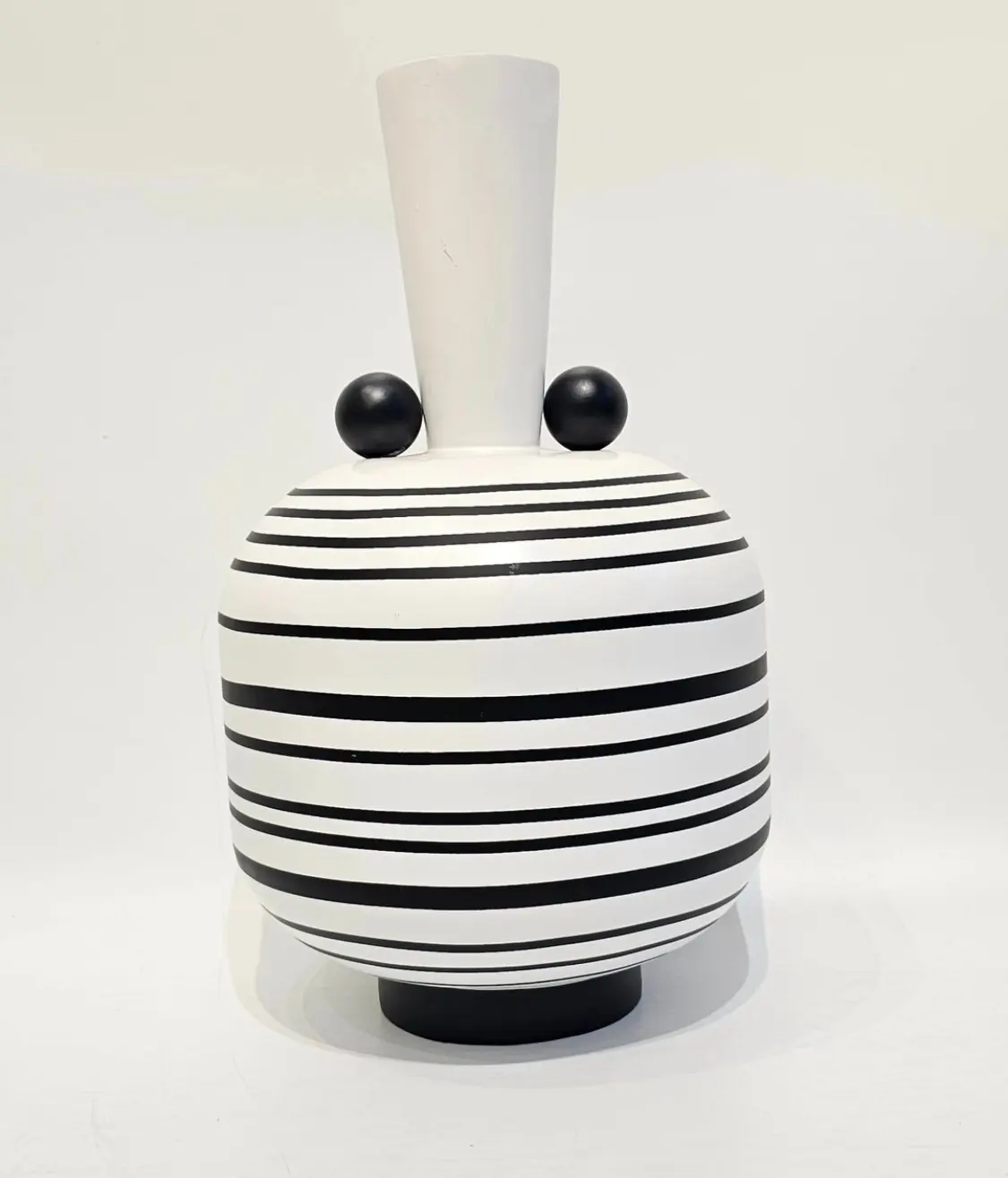 Black White Striped Planter